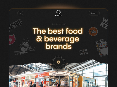 Helix Group - Landing page asian beverage dark fast food fun ice cream neon noodles ramen sticker street food ui