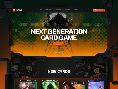 Deviants' Factions - Landing page aesthetic black card crypto cyberpunk dark edgy game neon nft orange ui