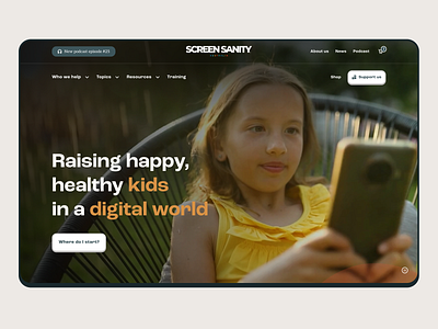 Screen Sanity - Landing page 3d childhood desktop fun health kids landing mental health playful roc grotesk sans screens ui web