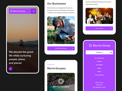 Morris Group - Mobile designs aesthetic clean group impactful landing light minimal mobile purple sans serif simple ui video
