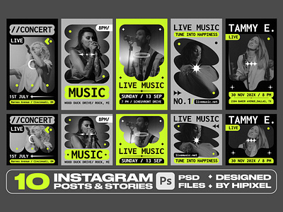 Music Instagram Posts & Stories advertising business content facebook feed instagram livemusic marketing music post promotion social socialmedia story