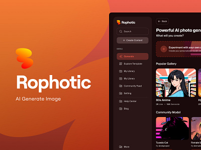 Rophotic - Dashboard AI Generate Image ai ai generate image artificial intelligence branding clean dashboard dashboard ai design digital product generate image interface logo popular robot ui uiux unspace ux web design website