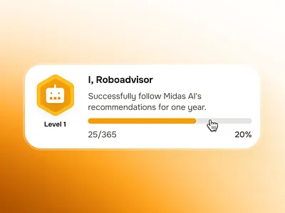 midasmind: AI Investing Roboadvisor App - Achievement Details achievement achievement icon achievement progress achievement ui badge icon clean figma ui kit finance app finance ui kit gradient investing app investing ui kit minimal modern orange robo advisor app roboadvisor app simple soft yellow
