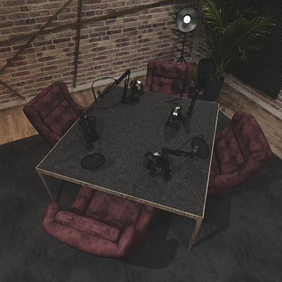 podcast studio design 3d design render sketchup studio vray