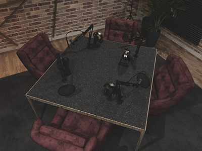 podcast studio design 3d design render sketchup studio vray