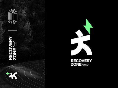 Recovery Zone by GRC bold bolt branding energy logo logotype massage monogram recovery run running simple sport track zone