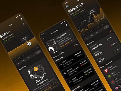 midasmind: AI Investing Roboadvisor App - Portfolio Dashboard UI chart ui clean dark mode finance chart finance dashboard finance ui kit gradient investing app investing portfolio investing ui kit investment app investment portfolio minimal modern orange portfolio dashboard portfolio ui roboadvisor app soft yellow