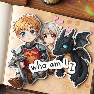 Who Am I Novel STIKERS adobe illustrator anime characters characters design graphic design illustration manga stickers stickers design