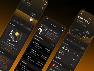 midasmind: AI Investing Roboadvisor App - Portfolio Dashboard UI ai investing app clean finance app finance ui kit gradient investing app investing portfolio investing ui kit investment app investment portfolio minimal modern orange portfolio dashboard portfolio ui robo advisor app roboadvisor app simple soft yellow