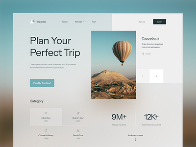 TravelGo Landing Page app application branding clean design graphic design illustration itinerary landing landing page page planner simple travel travelgo ui ux web webpage website