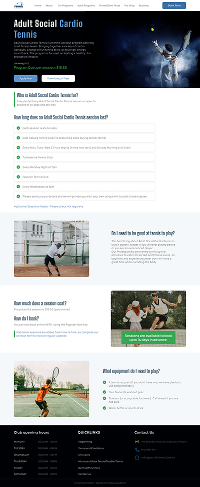 Elite Tennis Academy Re-Design for Website and Responsive (10+) e commerce website design real time projects responsive design ui user flows website design website re design website ux research wireframes