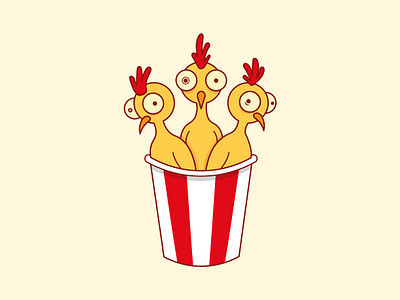 Chicken Bucket Logo bbq branding bucket cartoon chicken crispy fastfood food fried fries fry graphic design hot illustration logo mascot restaurant rooster spicy streetfood