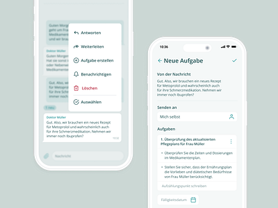 Medical Chat | Task creation app design application chat figma form german healthtech interface ios medical messenger minimalism mobile app product design software task management task tracker ui uiux ux
