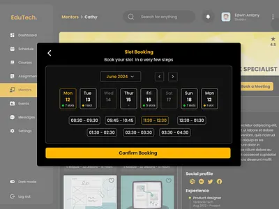 Slot Booking UI graphic design motion graphics ui