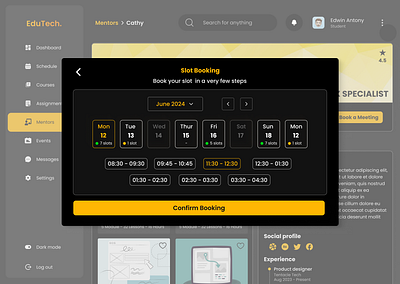 Slot Booking UI graphic design motion graphics ui