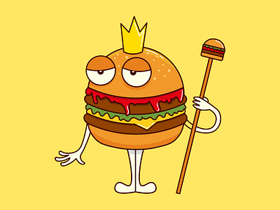 Lord Of Burger Logo branding burger cartoon fastfood food fries graphic design hamburger illustration ketchup king logo mascot mustard restaurant streetfood vector