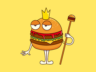 Lord Of Burger Logo branding burger cartoon fastfood food fries graphic design hamburger illustration ketchup king logo mascot mustard restaurant streetfood vector