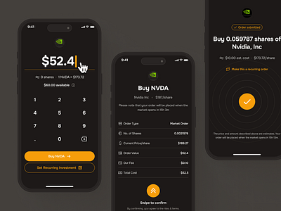 midasmind: AI Investing Roboadvisor App - Stock Purchase UIUX buy stock ui clean finance ui kit investing app investing ui kit investment app minimal modern numpad ui orange robo advisor app roboadvisor app simple soft stock app stock market app stock purchase ui stock trading app transaction ui transfer ui