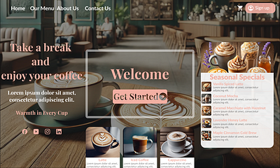 Cosy Café Landing Page Design figma landing page ui uiux ux web design