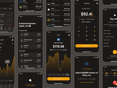 midasmind: AI Investing Roboadvisor App - Stock Market UIUX ai finance app chart ui clean dark mode finance app finance ui kit investing app investing ui kit investment app market price ui minimal modern orange robo advisor app roboadvisor app simple soft stock market app stock market chart stock trading app