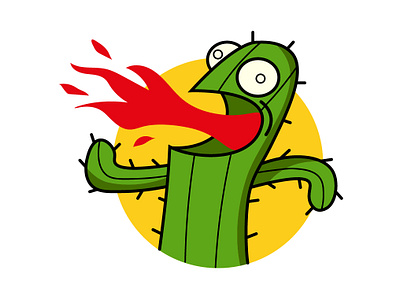 Spicy Cactus Logo branding burrito cactus cartoon fastfood fire graphic design guacamole hot illustration logo mascot mexican mustard nachos sauce spicy streetfood tacos texmex