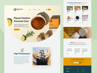 Disruptor - Haircare Ecommerce Landing Page beauty products branding design ecommerce landing page graphic design skincare ui ux web design