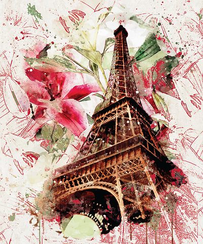 Parisian Dream | Destination Collection art for interiors art for travellers australian design botanical collage contemporary design destination collection digital art floral motifs iconic landmarks illustration modern art product design statement art surface pattern design textile design travel travel art wall art watercolour