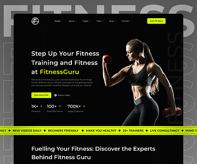 FitnessGuru | Personal Gym Trainer Leading page coach fit fitness fitness website health healthy marathon minimalist modern muscle personal trainer saas training user experience user interface weightloss wellness workout yoga