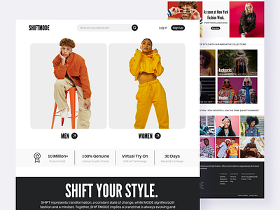 SHIFTMODE - Landing Page Design bold branding clothing ecommerce fashion gen z landing page design minimal models online shop streetwear ui web design website