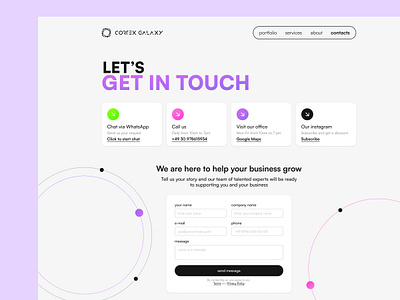 Get in touch page contacts ui ux web