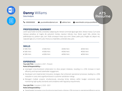 ATS Friendly Resume / CV Template ats resume cv resume resume design resume template