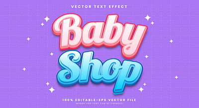 Baby Shop 3d editable text style Template fairy tale