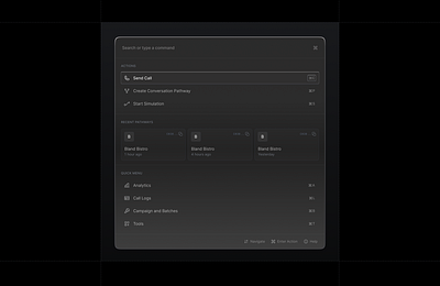 Command K command menu dark mode interface menu metal ui