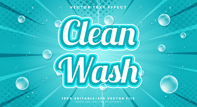 Clean Wash 3d editable text style Template fresh