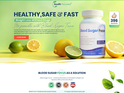 Supplement Store / Funnel Design: Landing Page for Bloog Sugar clean creative design funnel graphics landing landing page new nutrition online shop page simple store supplement funnel supplement shop supplement store supplements ui ux website