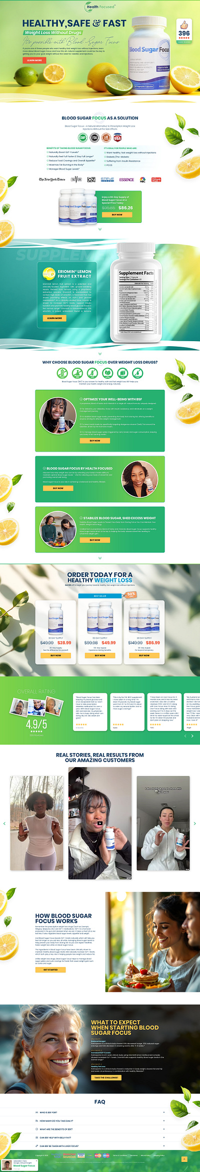 Supplement Store / Funnel Design: Landing Page for Bloog Sugar clean creative design funnel graphics landing landing page new nutrition online shop page simple store supplement funnel supplement shop supplement store supplements ui ux website