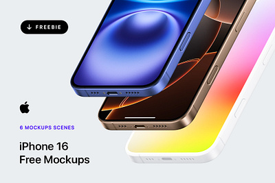 Free iPhone 16 - 6 Mockups Scenes apple clay device figma free free iphone 16 free mockup freebie freebie mockup iphone 16 iphone 16 pro mobile mock up mockup psd template