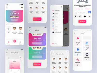 Chatting screen and online classes deafin branding chatting e design graphic design groups create screen illustration invite friends logo menuo screen mobile app online classes screen setting screen ui ui designer ui ux designer website design