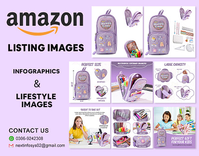 School bag listing images | Premium Listing | Amazon add design amazon branding flyer design graphic design listing listing images