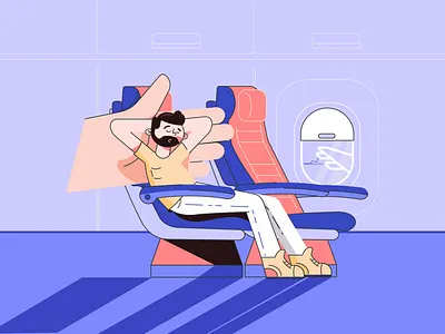 Rest in plane illustration 2d illustration design illustration plane rest ticket travel trip