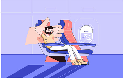 Rest in plane illustration 2d illustration design illustration plane rest ticket travel trip