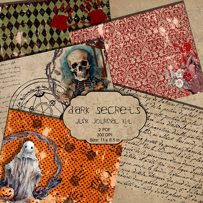 Dark Secrets Junk Journal Kit graphic design illustration junk journal