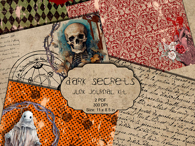 Dark Secrets Junk Journal Kit graphic design illustration junk journal