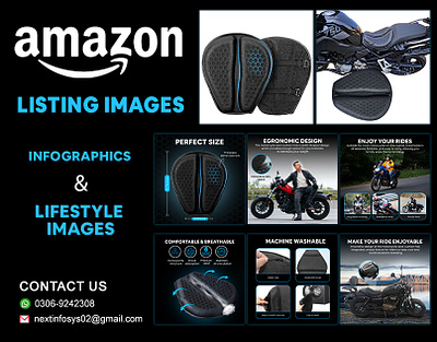 Motorcycle Seat | Amazon Listing | Premium add design amazon amazon listing bike branding design flyer design graphic design illustration images listing images logo nike seat cover ui