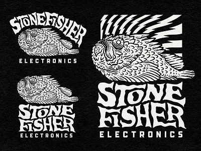 Stonefisher Electronics branding creature electronics fish graphic design guitar guitar effects illustration illustrative logo lightning logo logo design metal music ocean punk rock stonefish