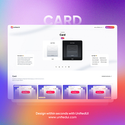 Card - UnifiedUI card component components design figma minimal properties ui ui design unified ui unifiedui ux variants website