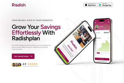 Radish - Hero Landing page accounting app landing page finance landing page website