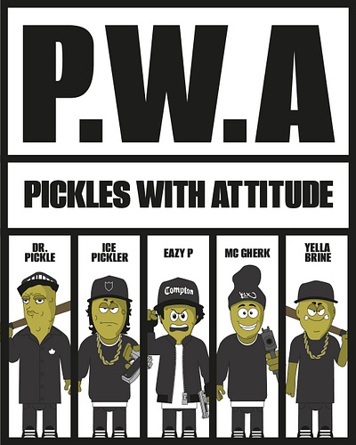 PICKLES.WITH.ATTITUDE artwork cartoon character design flat graphic design illustration joke old work