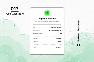 DAY-017 PURCHASE RECEIPT 100 days ui 100days 100daysofui appdesign daily ui challenge design figma payment purchase receipt receipt ui user exprience user interface ux