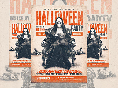 Vintage Halloween Flyer Design creative creative flyer creative flyers flyer design flyer templates graphic design halloween movie poster nun photoshop poster psd flyer retro halloween retro poster vintage